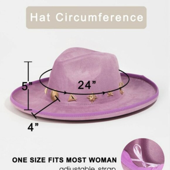 Mixed Metallic Charms Fedora Hat Ivory - Picture 2 of 3